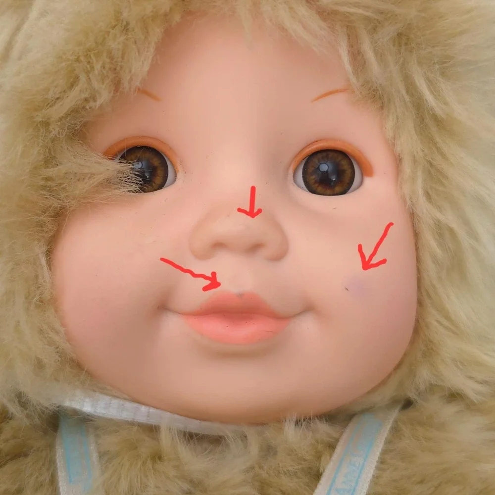 Vintage 1997 Anne Geddes Baby Bear Plush Doll Tan Faux Fur 15 Inch Unimax Toy